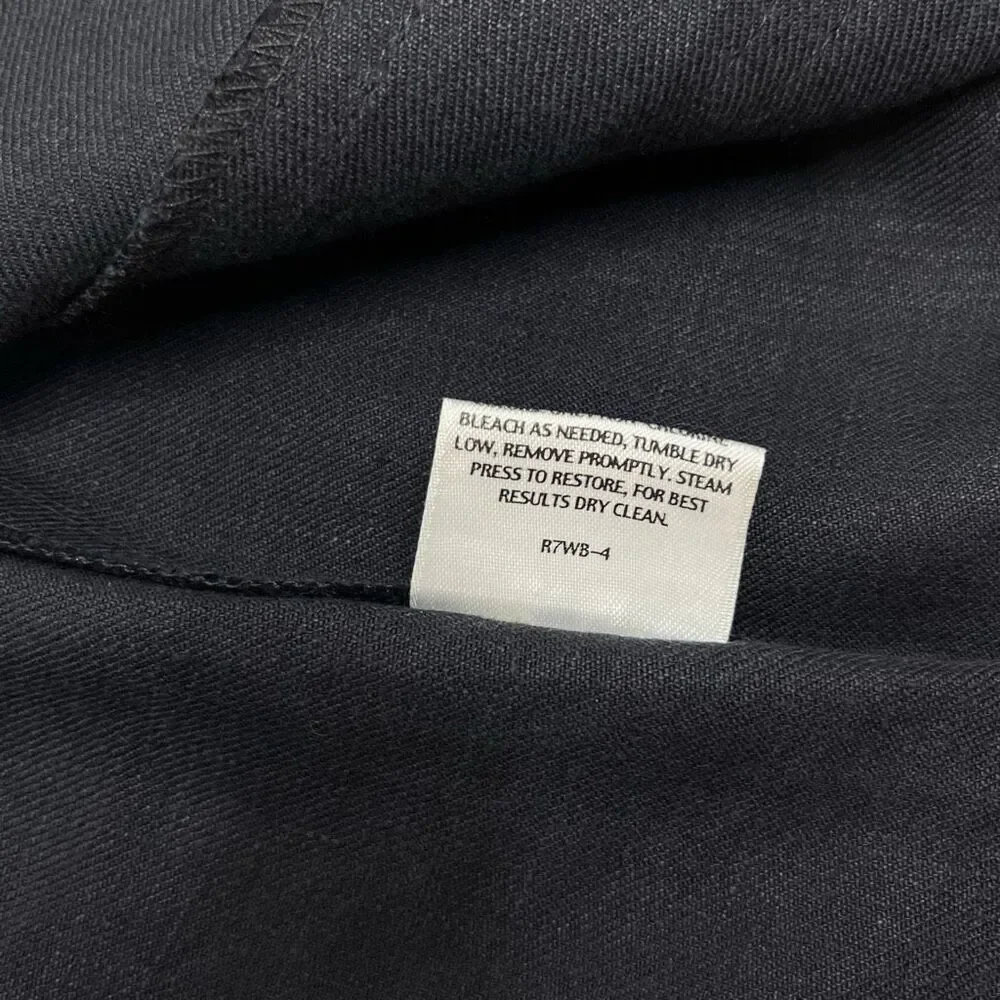 Eileen Fisher Womens Linen Mandarin Collar Button Front Coat Navy Blue Medium - Picture 8 of 15